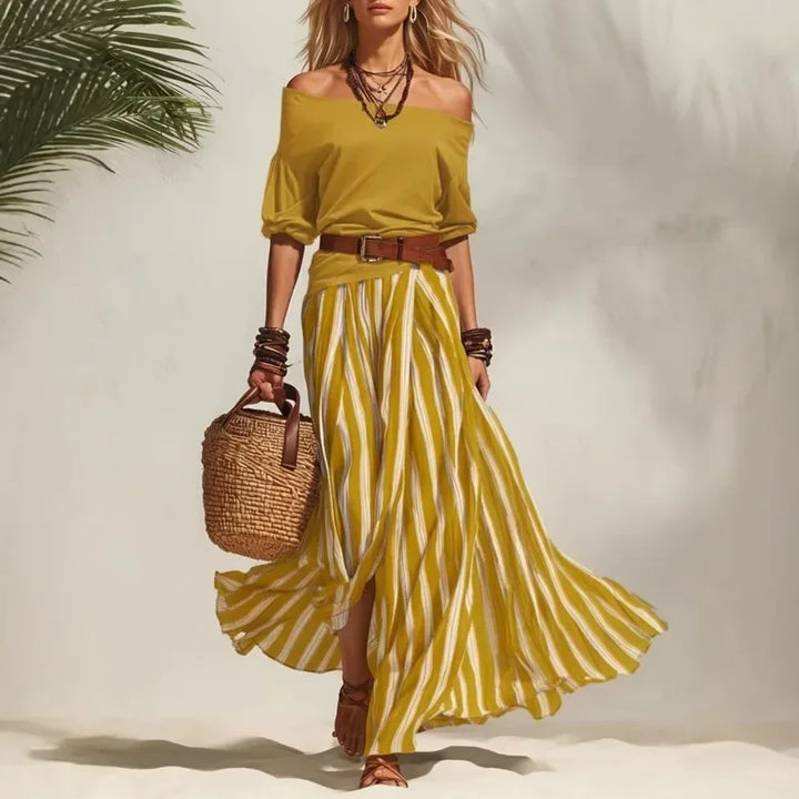 Elina Striped Maxi Skirt Set