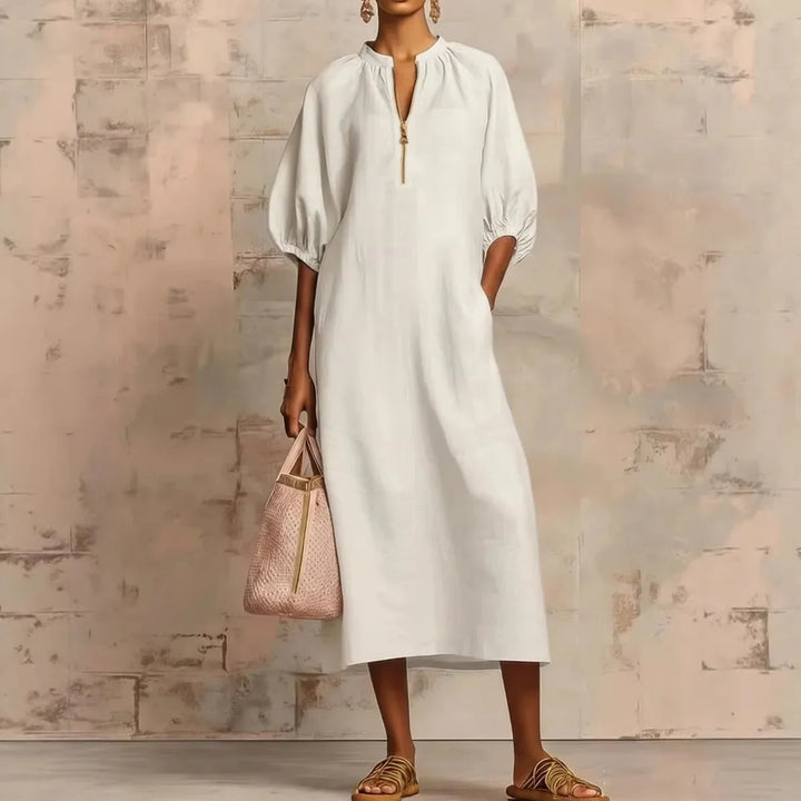 Zahara Puff Sleeve Midi Dress