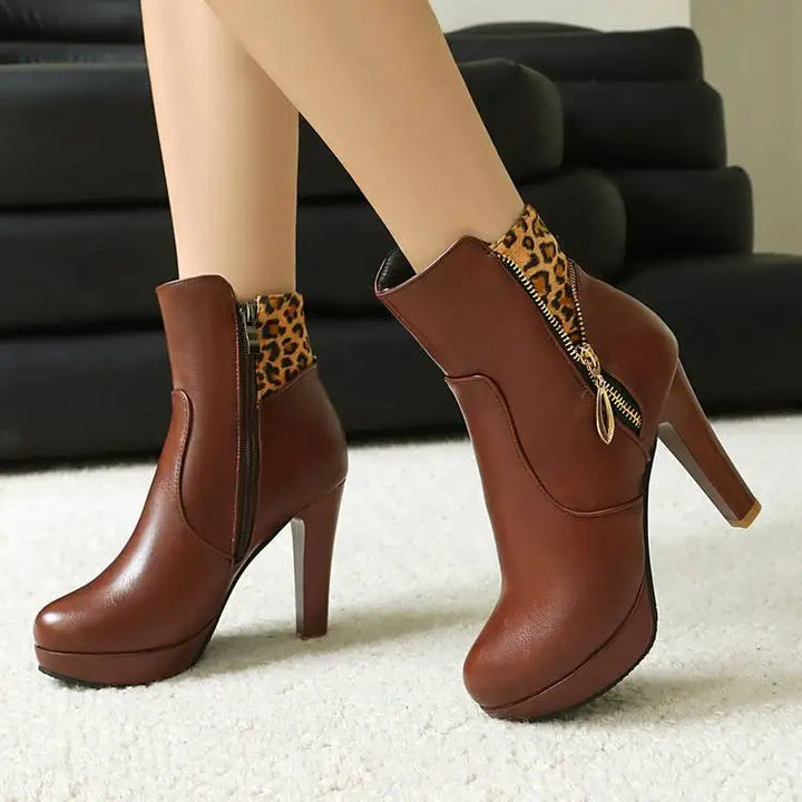 Maren Leopard Panel Ankle Boots