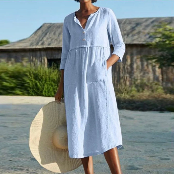Sansa Pocket Linen Midi Dress