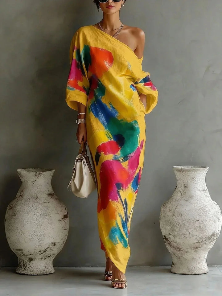 Callista One Shoulder Bohemian Maxi Dress