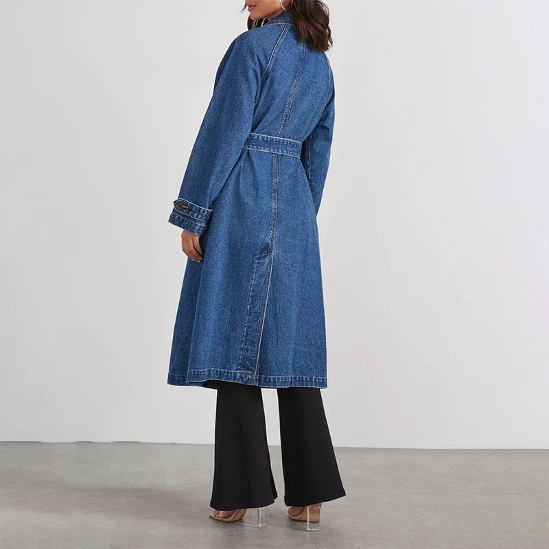 Sabina Tie Waist Denim Trench
