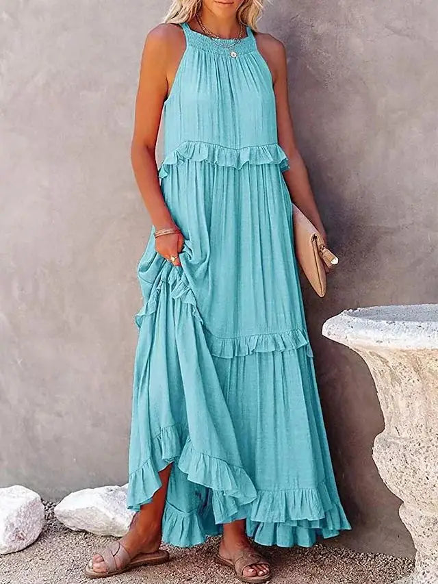 Zephyra Ruffle Trim Maxi Dress