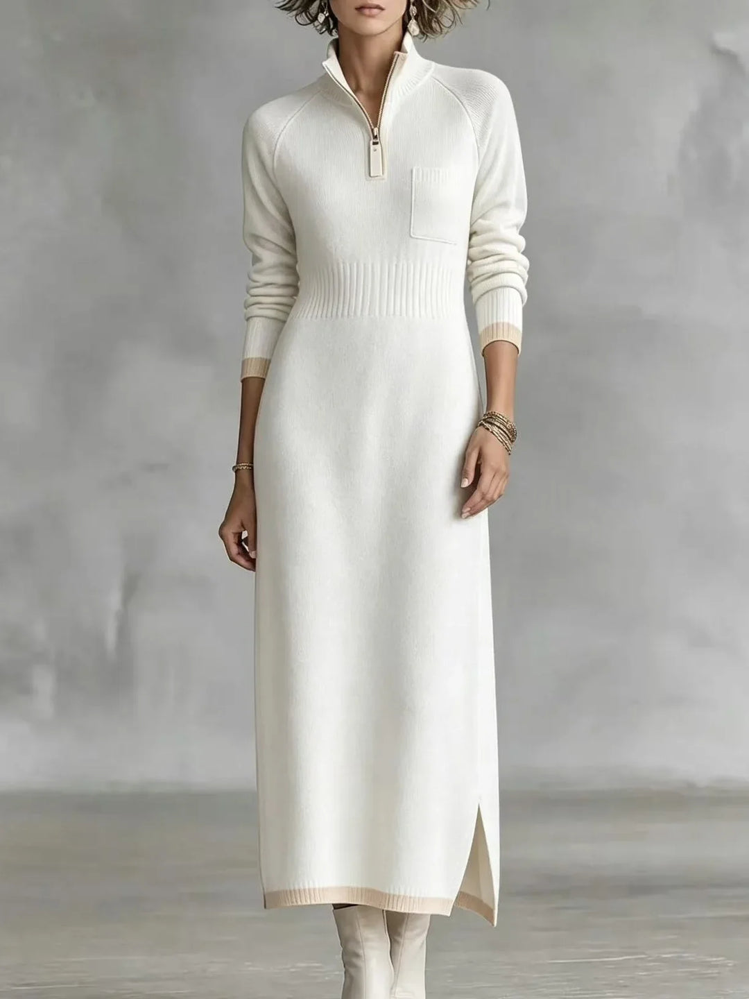 Renata Ribbed Zip Maxi Dress