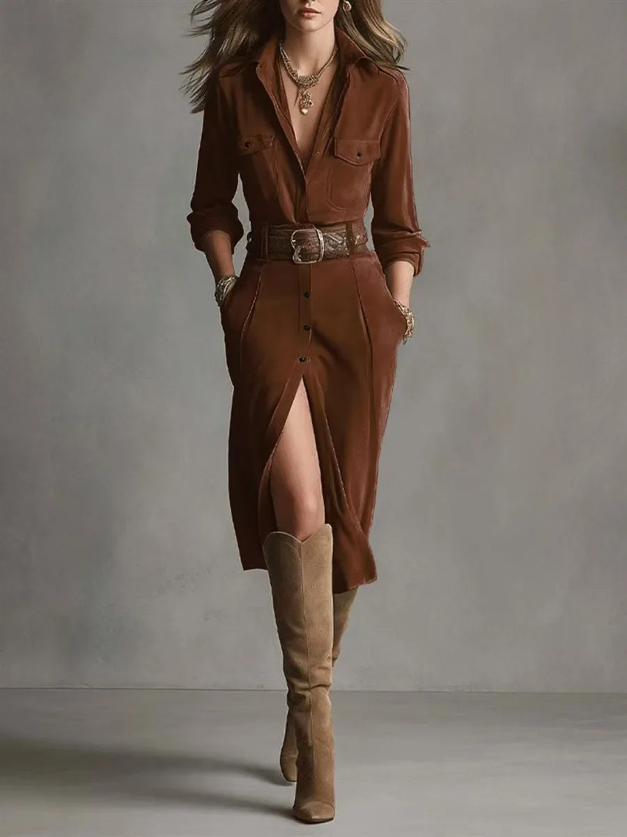 Faye French Suede Midi Dress