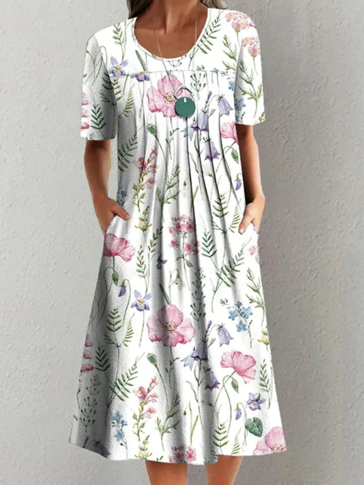 Zorina Floral Short Sleeve Midi Dress