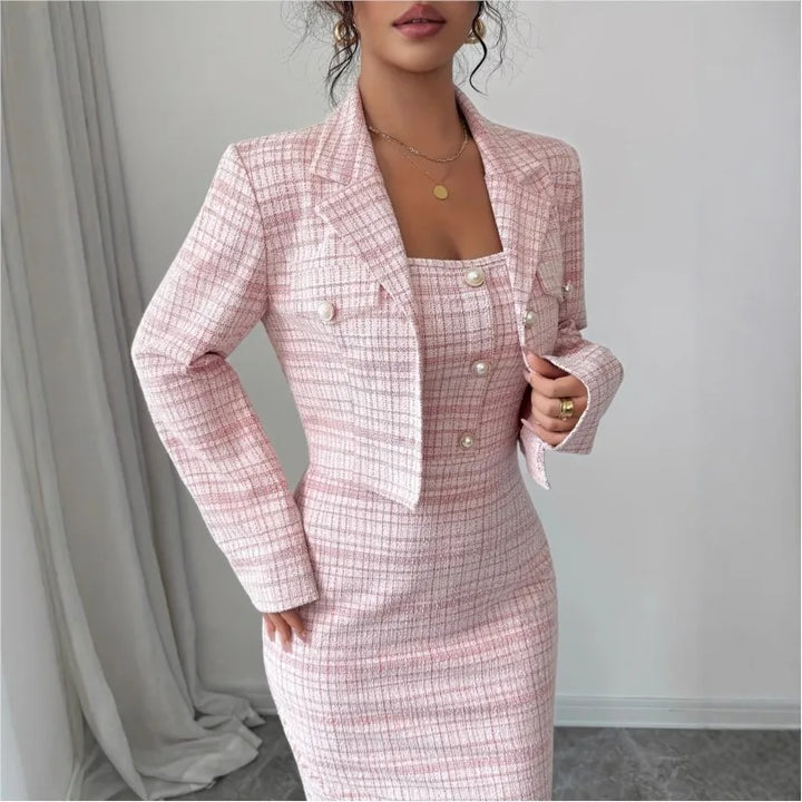 Fenna Pearl Button Sheath Dress Set