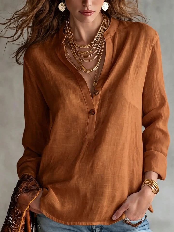 Amelia Breathable Linen Blend Blouse