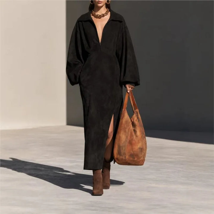 Larkspur Half Zip Suede Dress