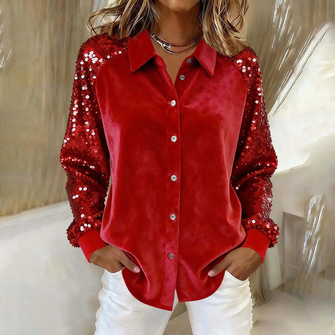 Marlowe Sequin Sleeve Blouse