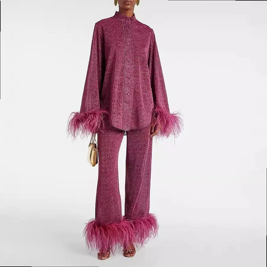 Solene Feather Trim Matching Set