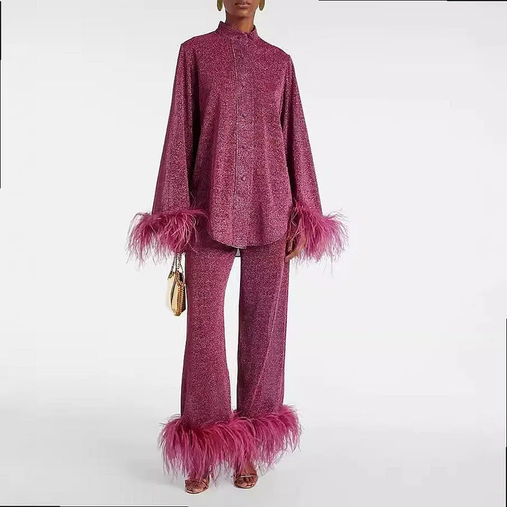 Hailey Feather Trim Matching Set
