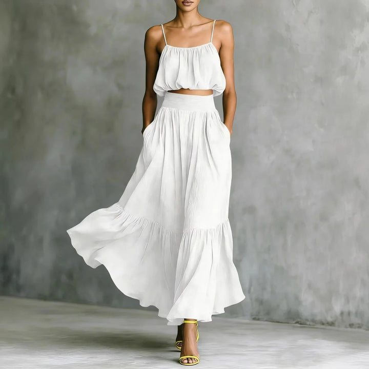 Elinah Flowy Crop Top Skirt Set