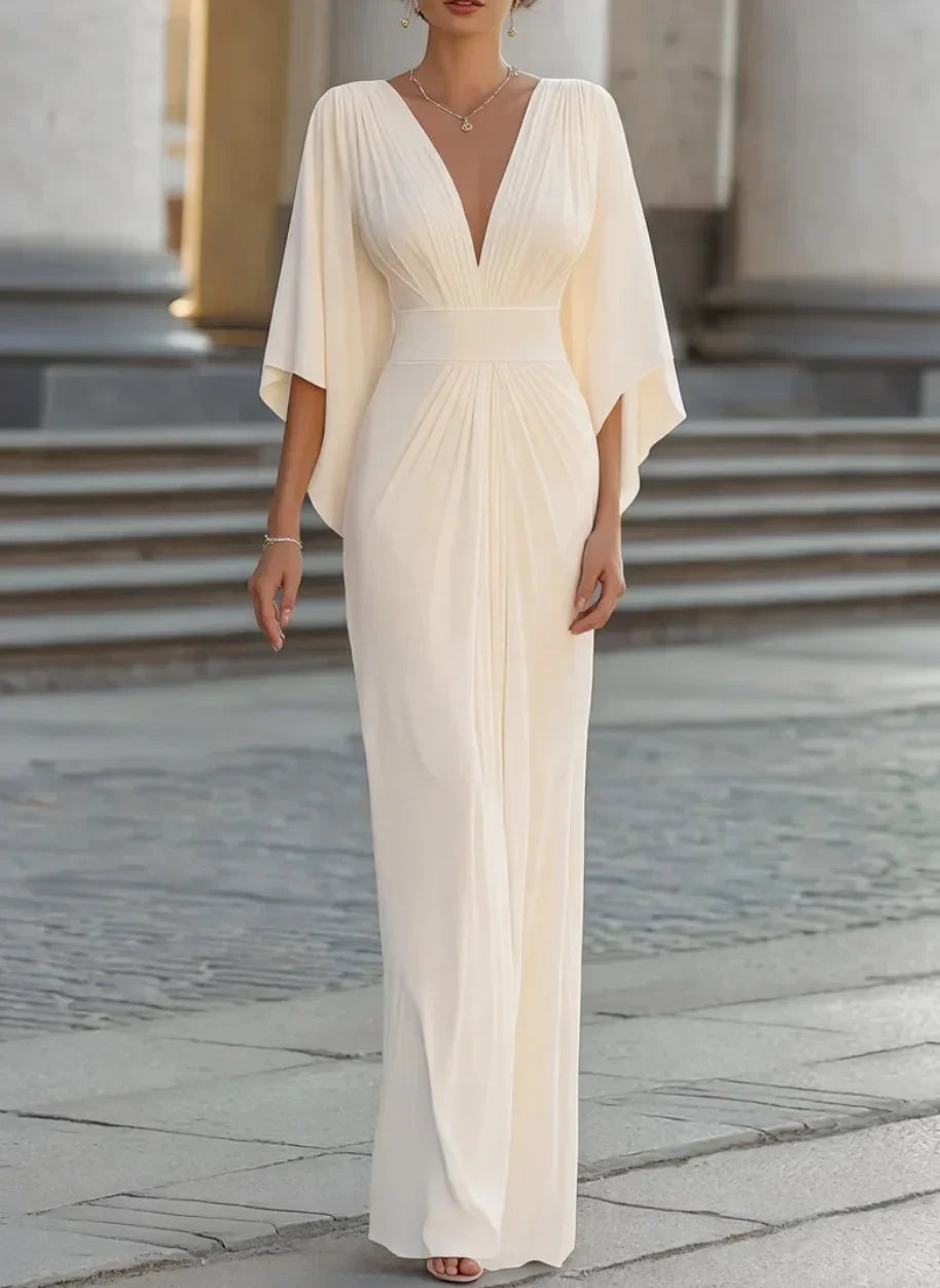 Solane Ruffle V Neck Dress