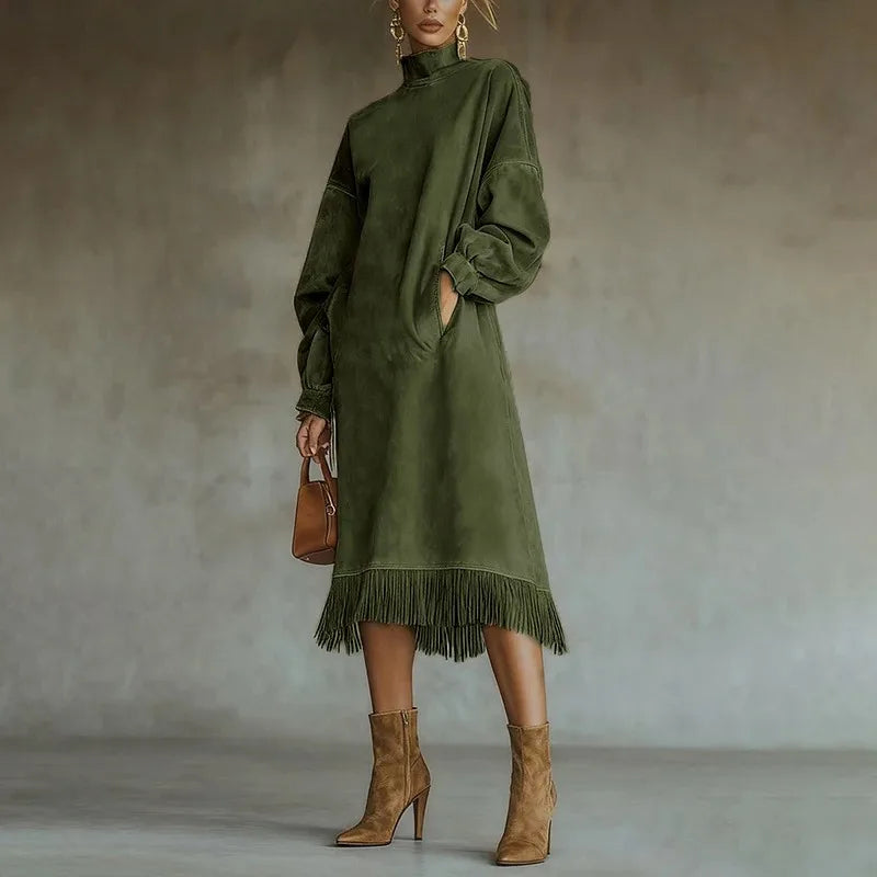 Rosalind Tassel Mock Neck Dress