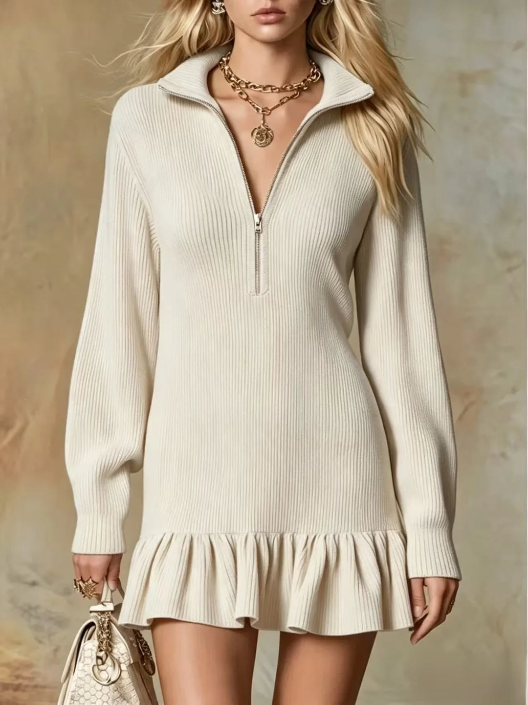 Julie Half Zip Knit Mini Dress