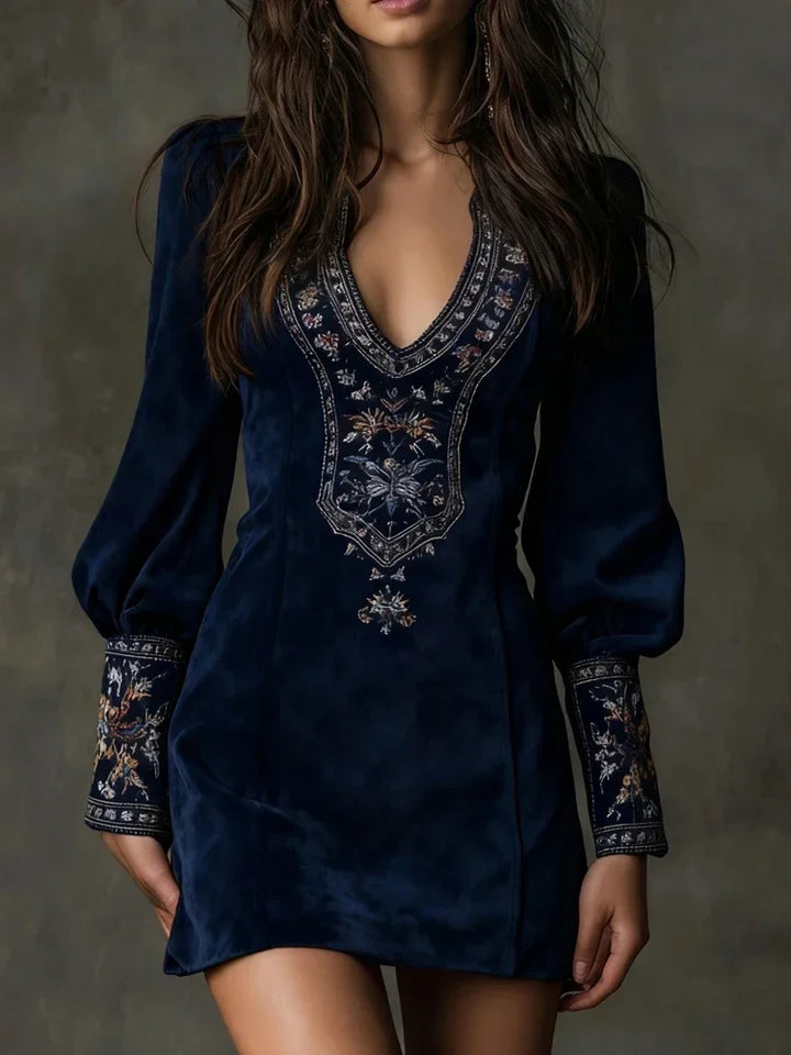 Larkspur Embroidered Mini Dress