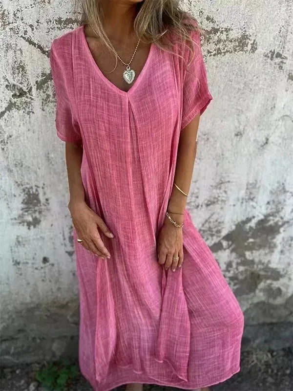 Emmalyn Casual V Neck Maxi Dress