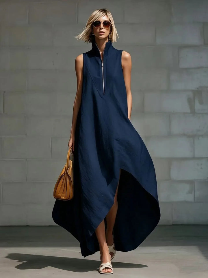 Elara Sleeveless Half Zip Long Dress