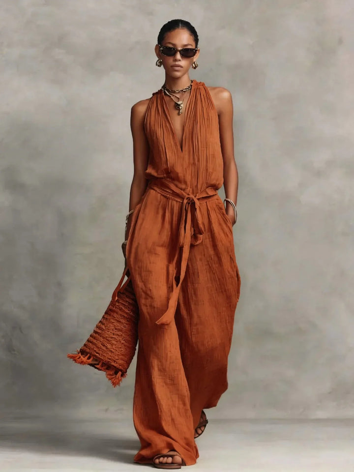 Ciana Front Tie Wide Leg Jumpsuit