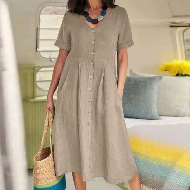 Brielle Button Front Midi Dress