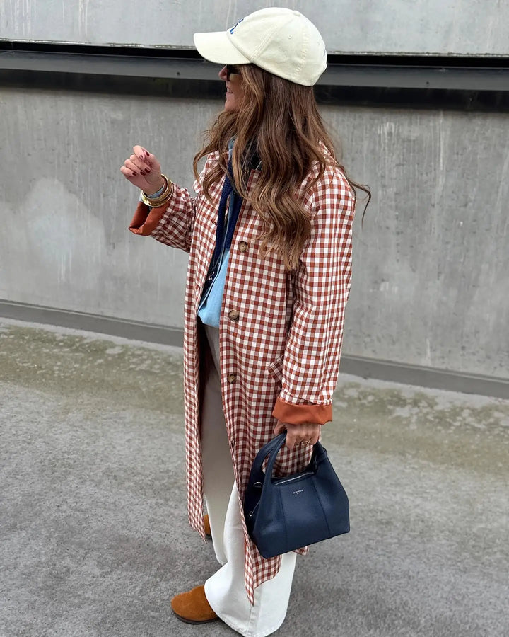 Hazel Gingham Trench Coat