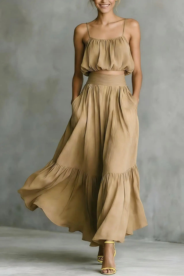 Elinah Flowy Crop Top Skirt Set