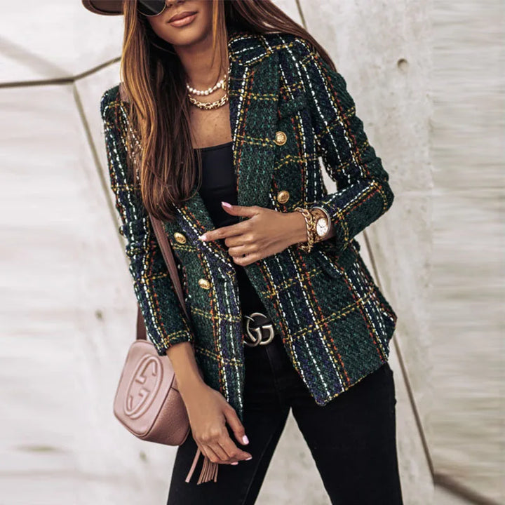 Estelle Double Breasted Plaid Blazer