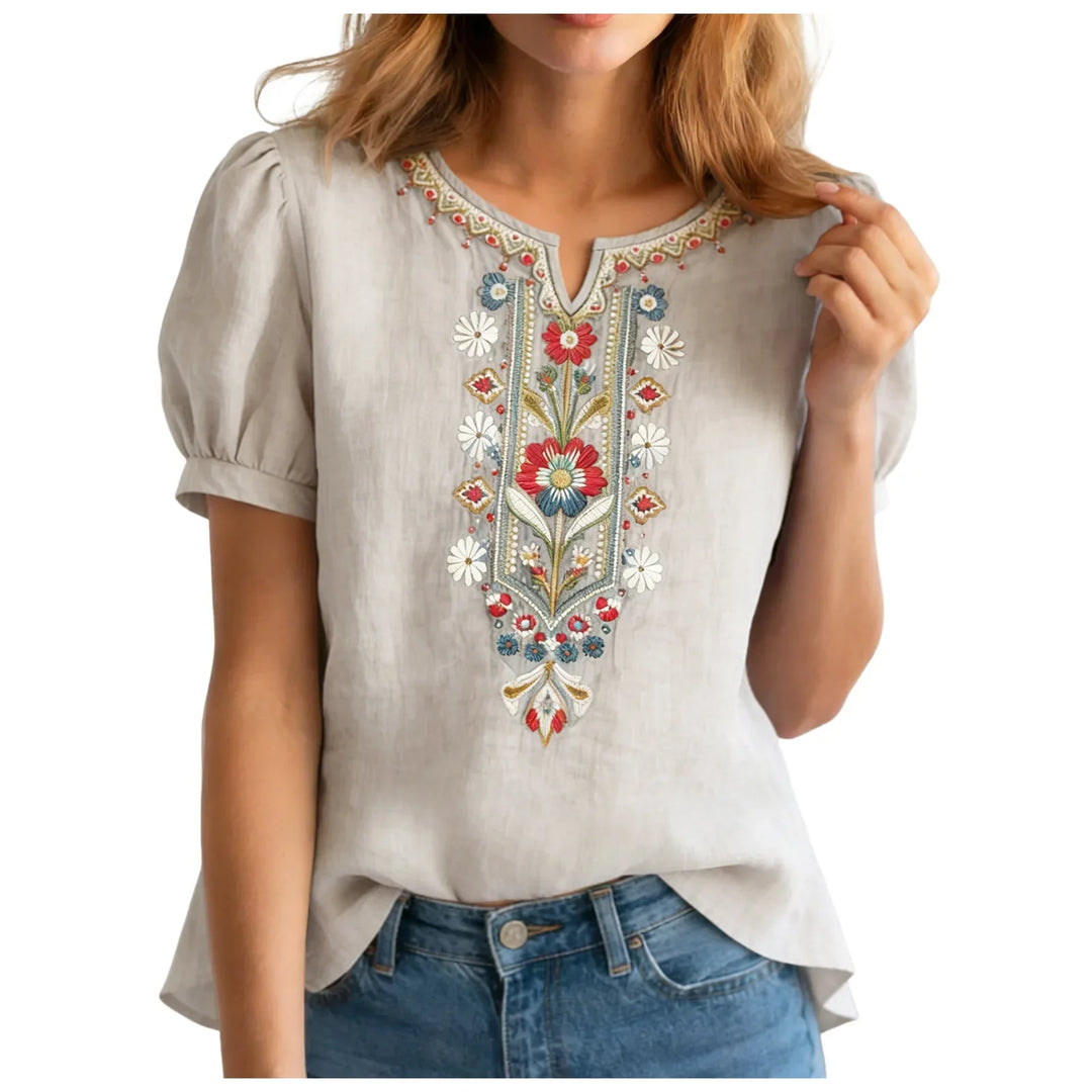 Annabelle Embroidered Linen Blouse