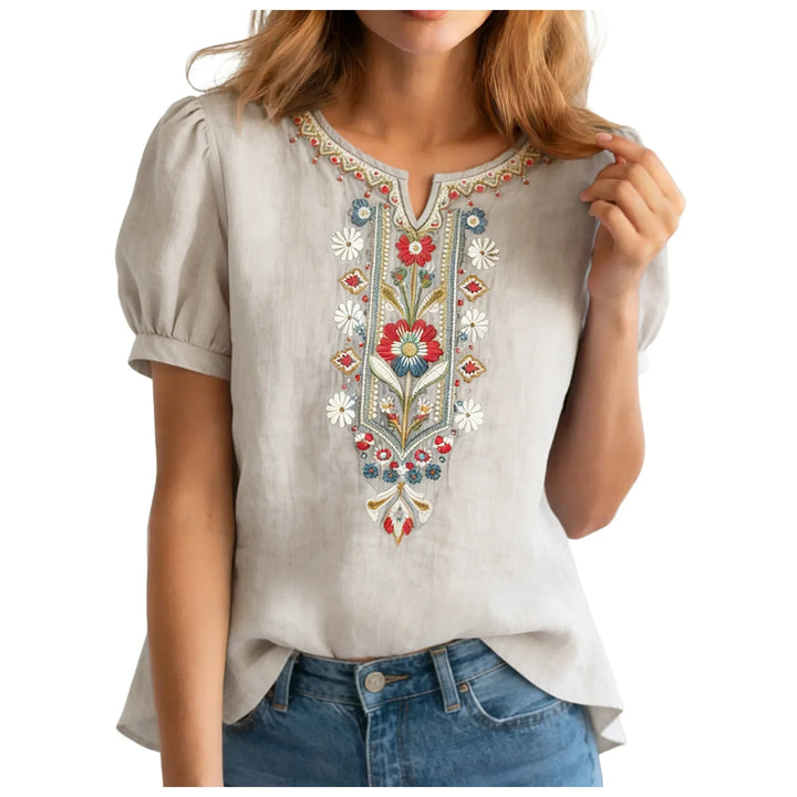 Annabelle Embroidered Linen Blouse
