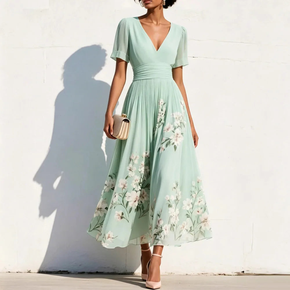 Solane Floral A Line Wedding Guest Dress