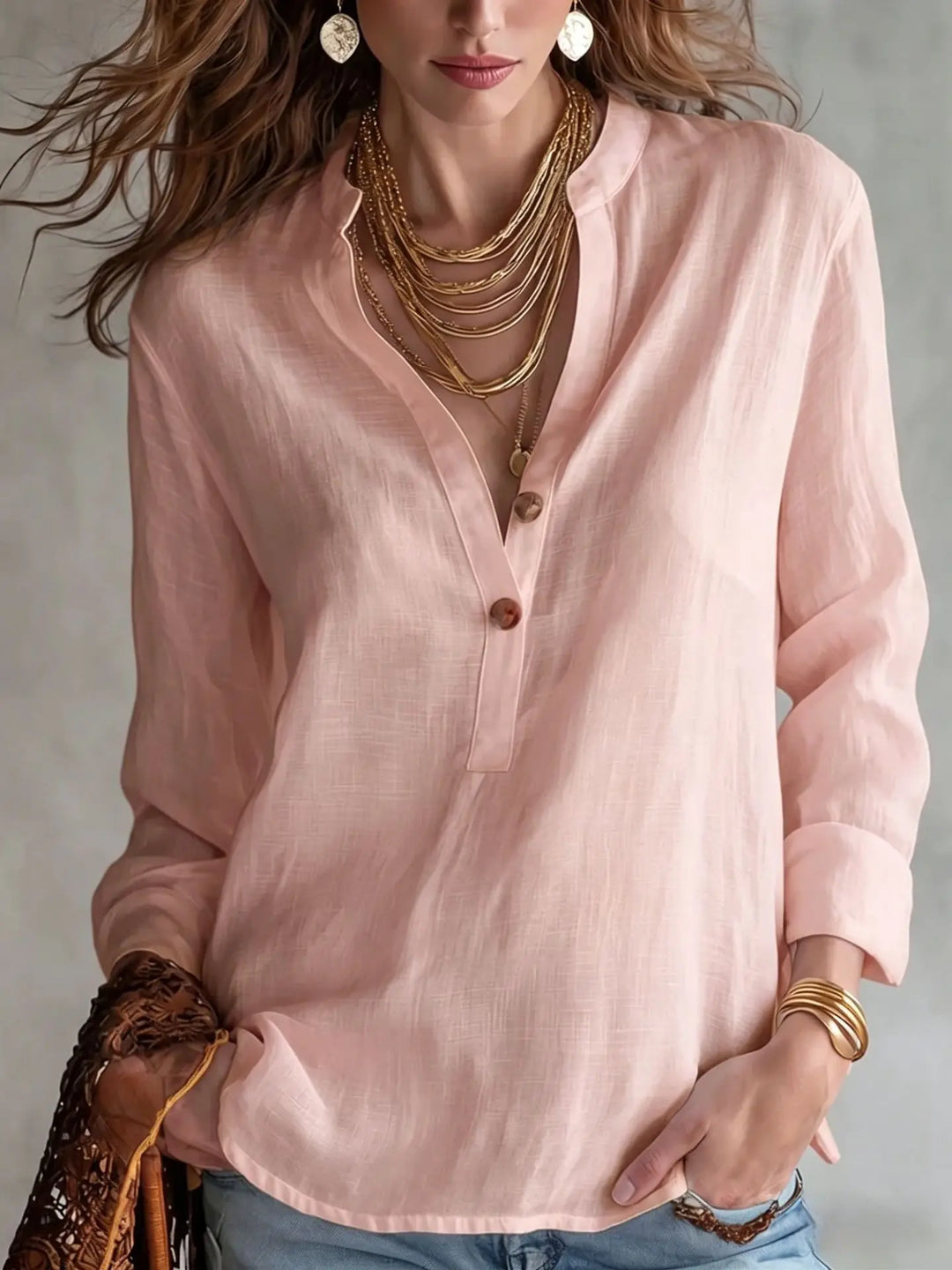 Amelia Breathable Linen Blend Blouse