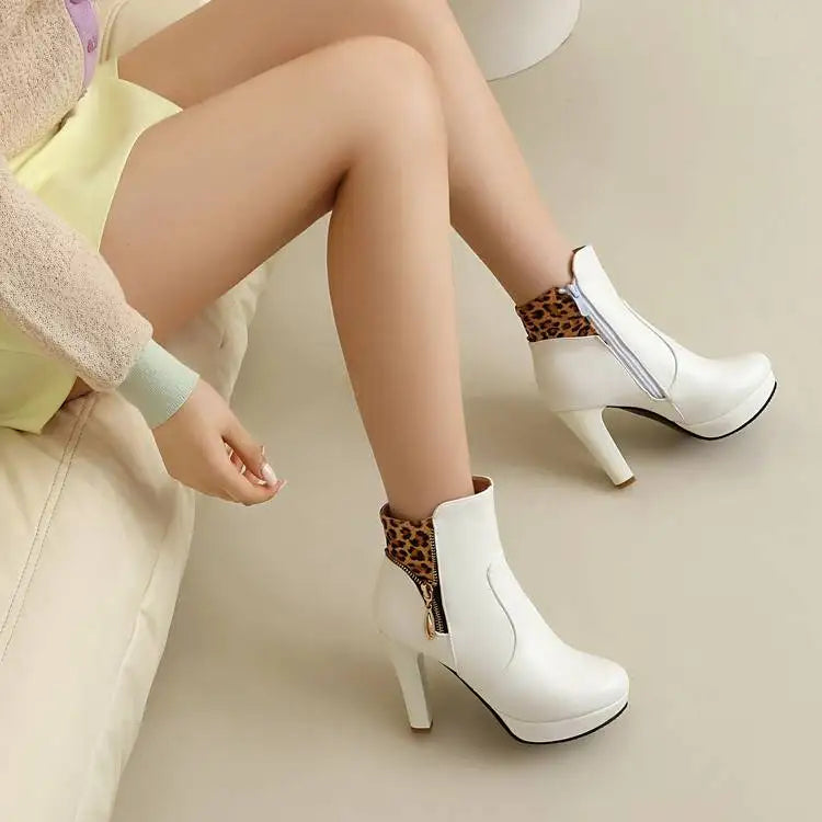Maren Leopard Panel Ankle Boots