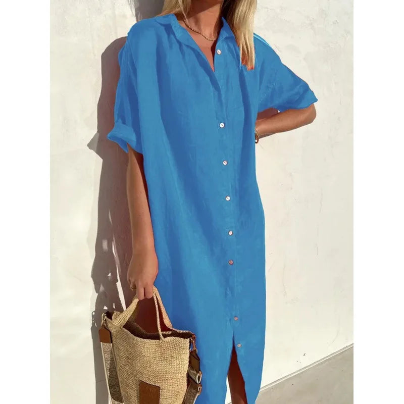 Leslie Button Front Midi Dress