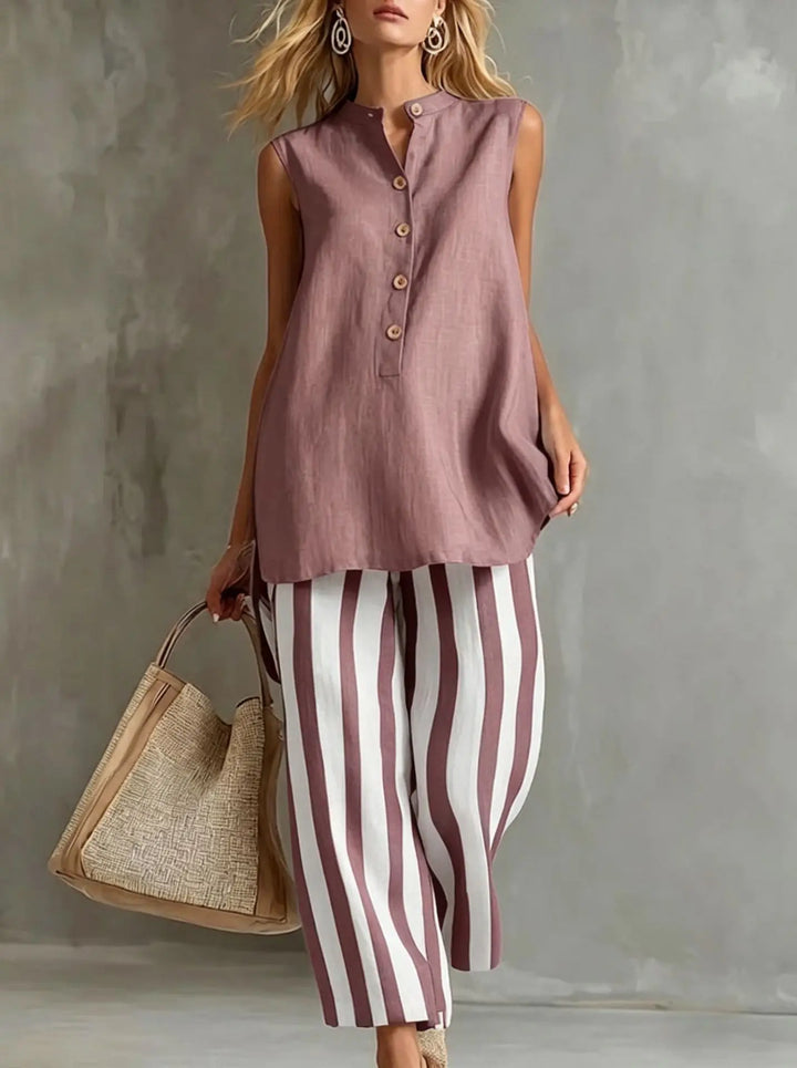 Anara Striped Wide Leg Set