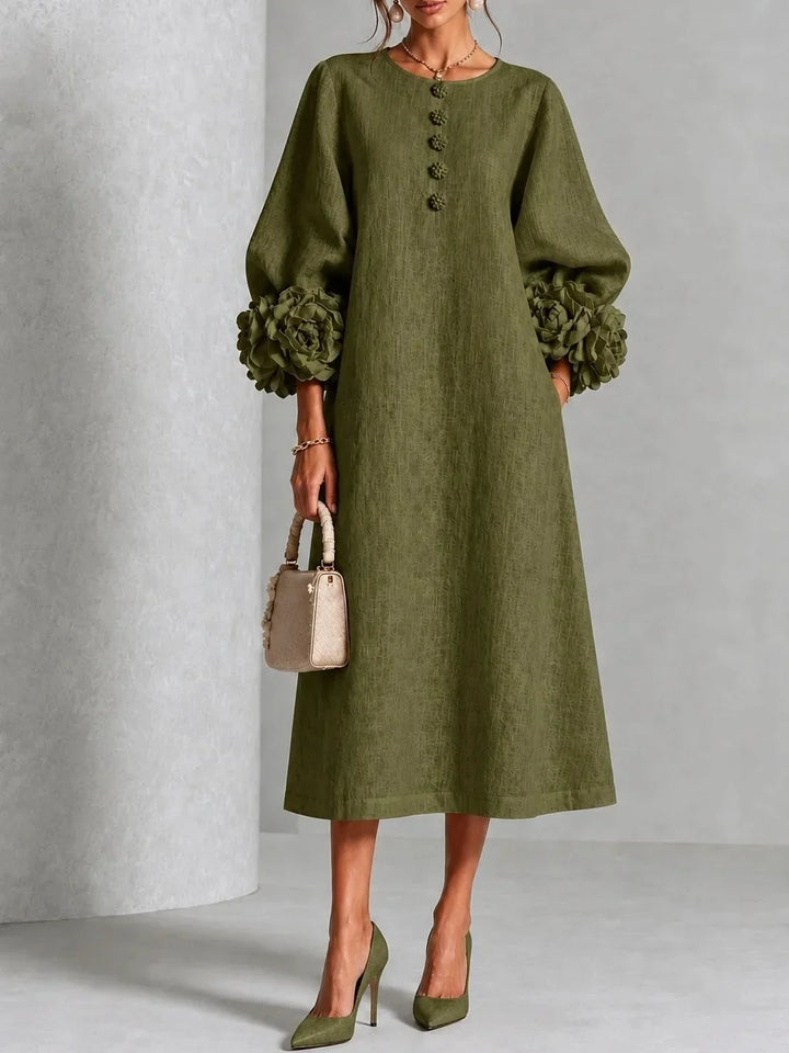 Coraline Lantern Sleeve Midi Dress