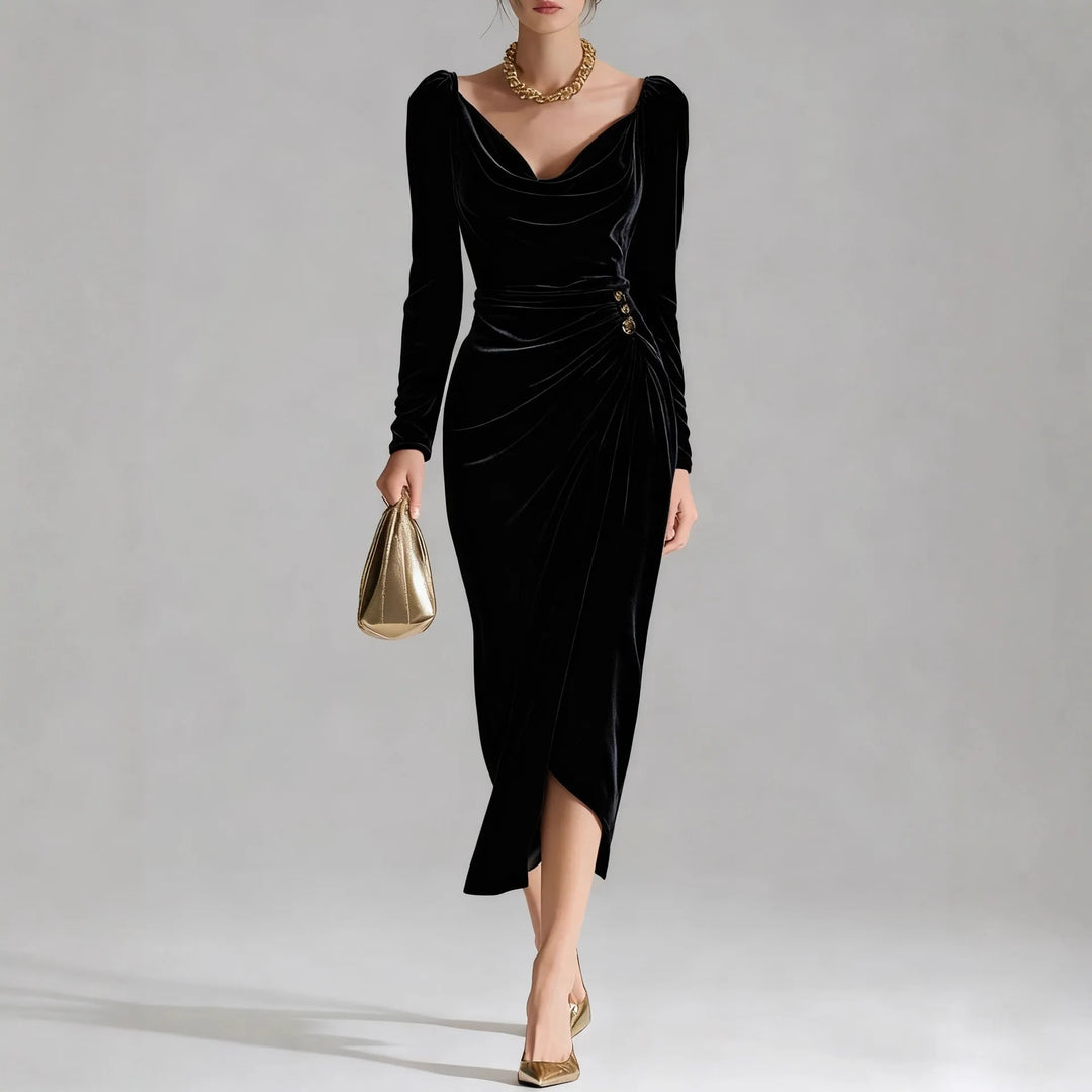 Georgia Velvet Ruched Midi Dress
