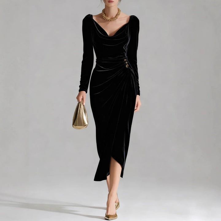 Georgia Velvet Ruched Midi Dress