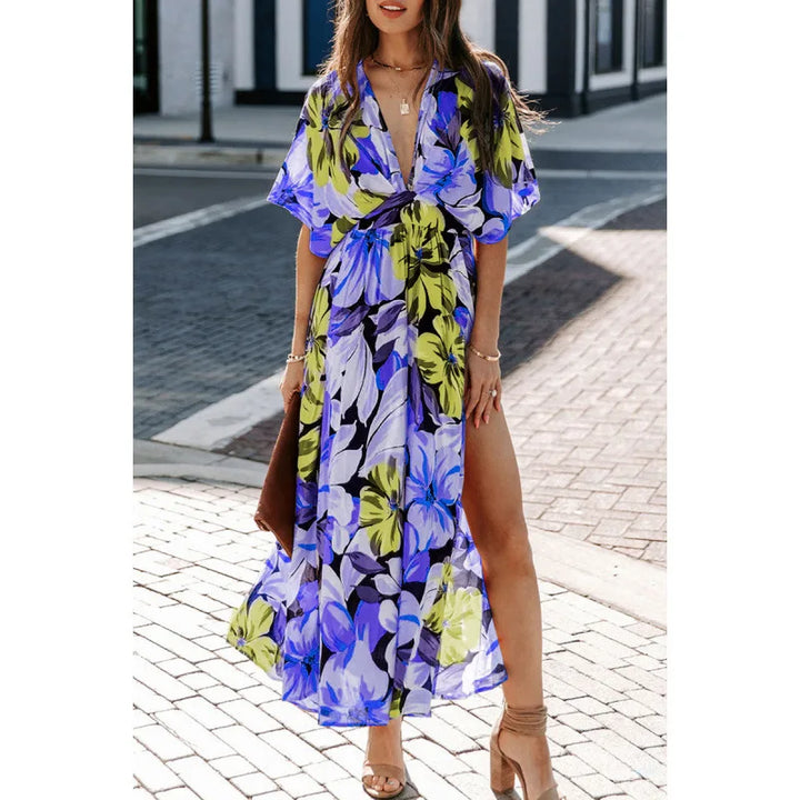 Liora Floral Side Slit Spring Maxi Dress