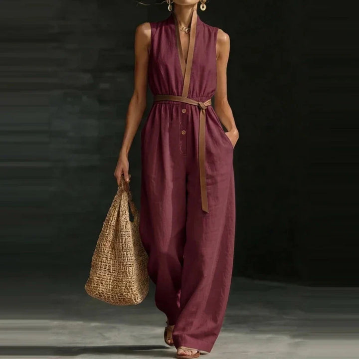 Calina V Neck Wide Leg Jumpsuit