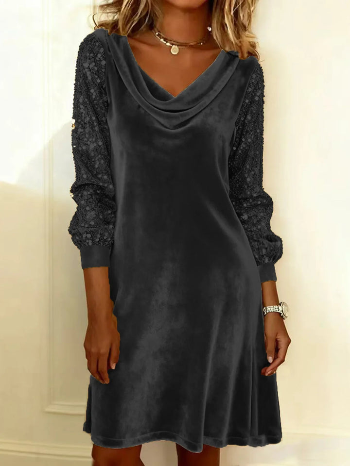 Amoret Cowl Neck Velvet Dress