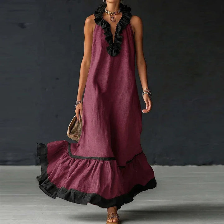 Ilyana Ruffle Trim Maxi Dress