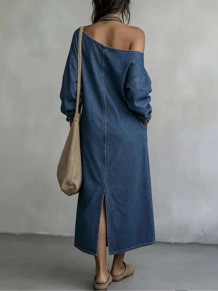 Harlow Off Shoulder Denim Dress