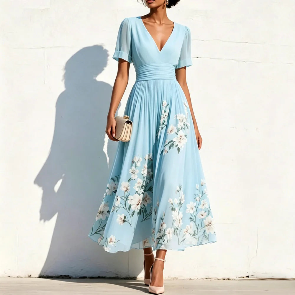 Solane Floral A Line Wedding Guest Dress