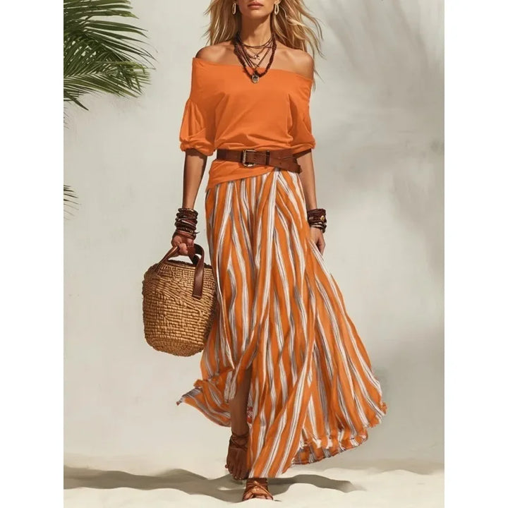 Elina Striped Maxi Skirt Set