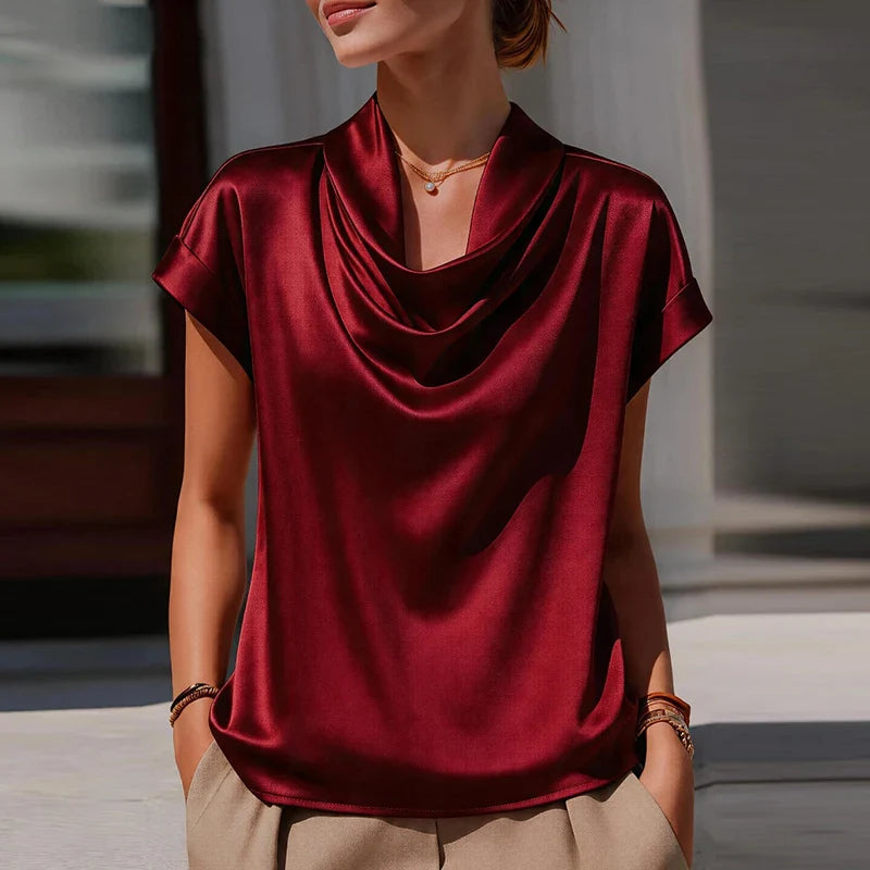 Leona Draped Cowl Neck Blouse