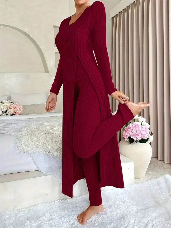 Celandine Ribbed Lounge Two Piece Set