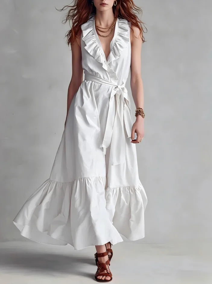 Tina Flowy Ruffle Hem Maxi Dress