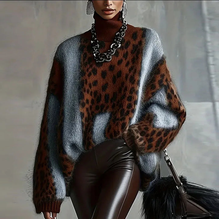 Reese Cozy Leopard Knit Sweater