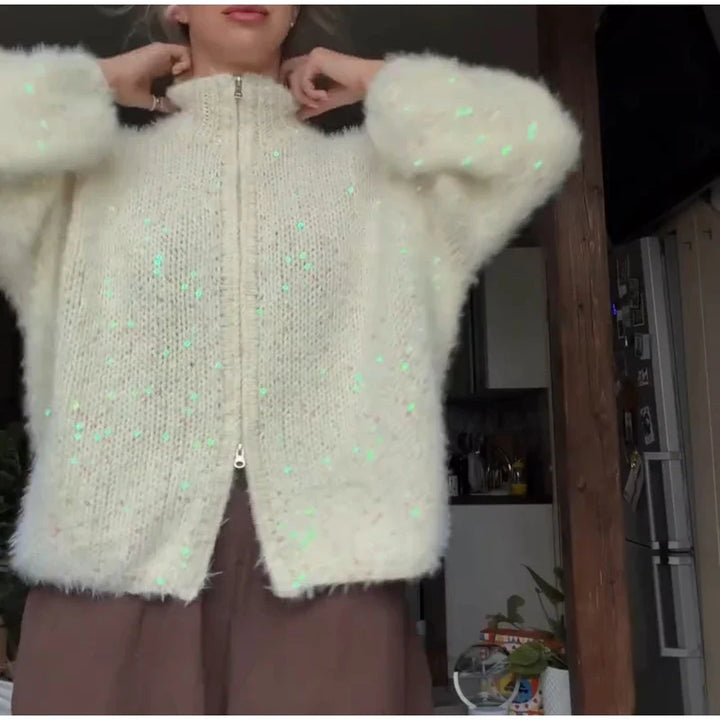 Odalie Sequin Zip Cardigan